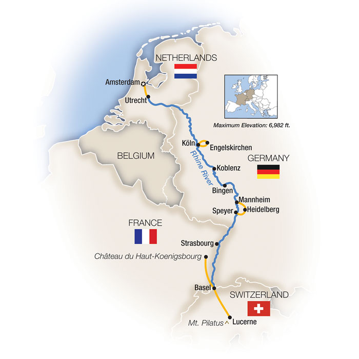 Amsterdam Basel River Cruise Map