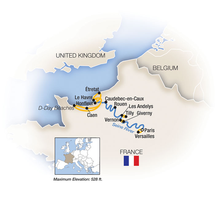 Seine Normandy River Cruise map