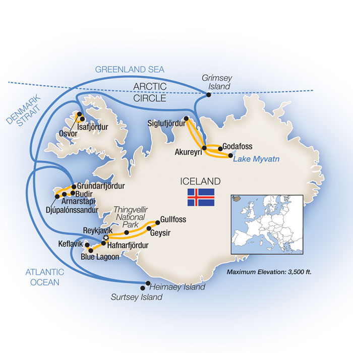 Iceland cruise map