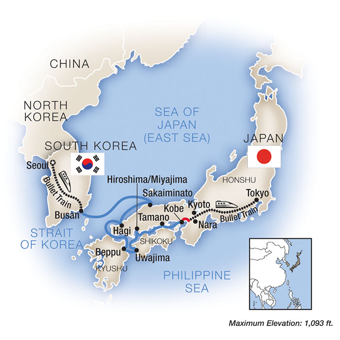 Cruise around Japan map
