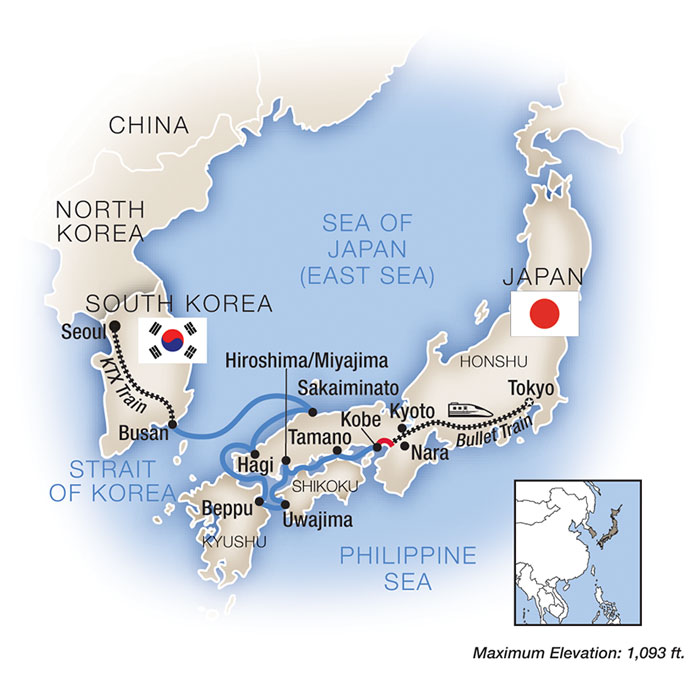 Cruise around Japan map