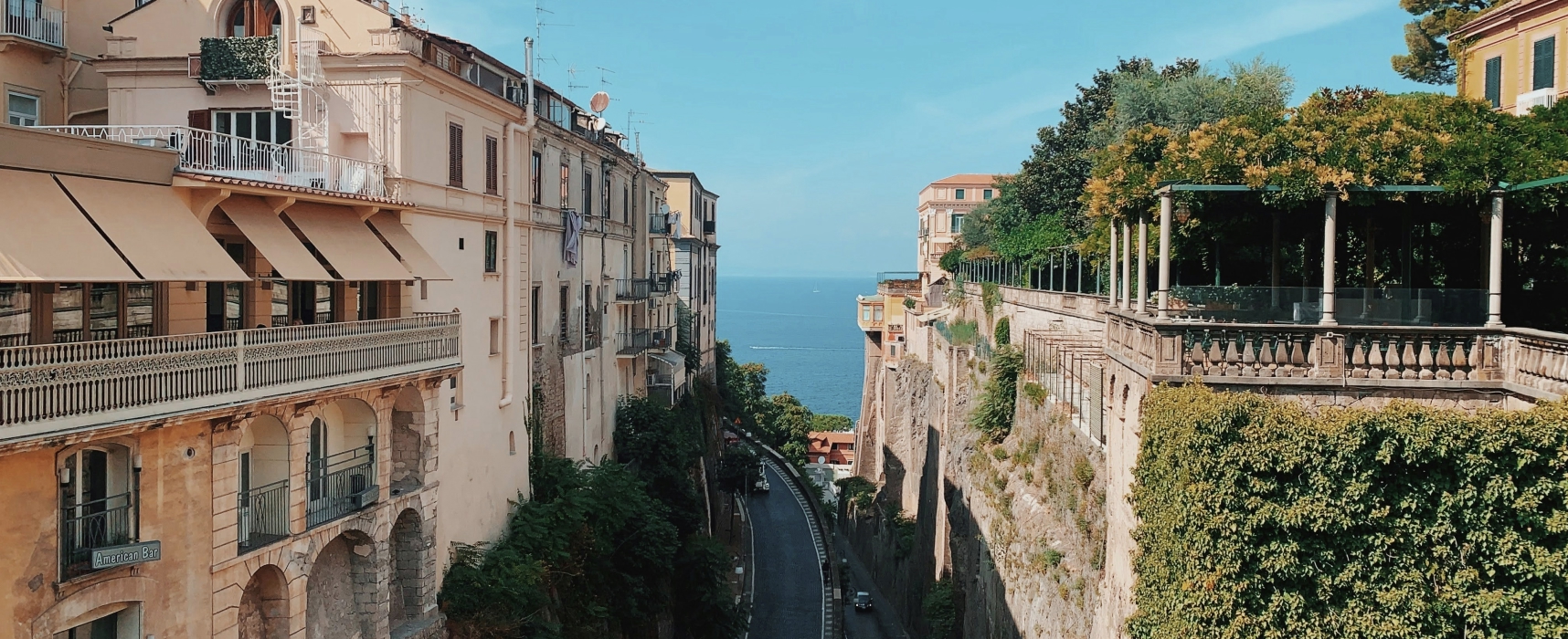 Cliffside buildings overlooking the sea in Sorrento near Pompeii